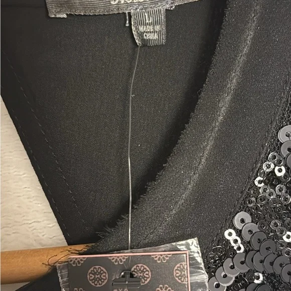 MISS ME “ TAKE A MOMENT “ Sequin TANK HALTER black Dress LARGE  NWT - Picture 6 of 7